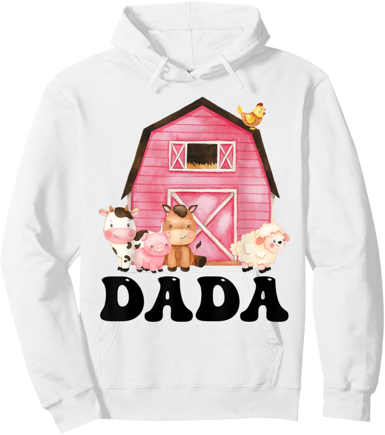 Funny Dada Farm Animals Birthday Theme Matching Family Hoodie - Hoodie | White