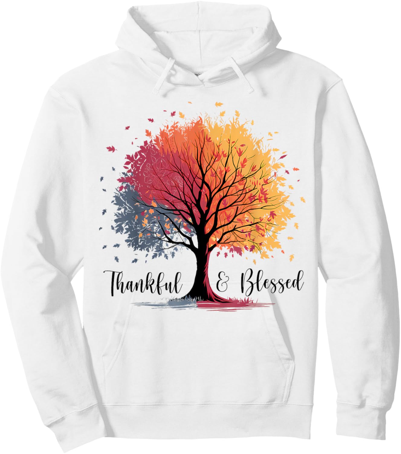 Thankful Blessed Woodland Journey Heathered Thanksgiving Hoodie - Hoodie | White