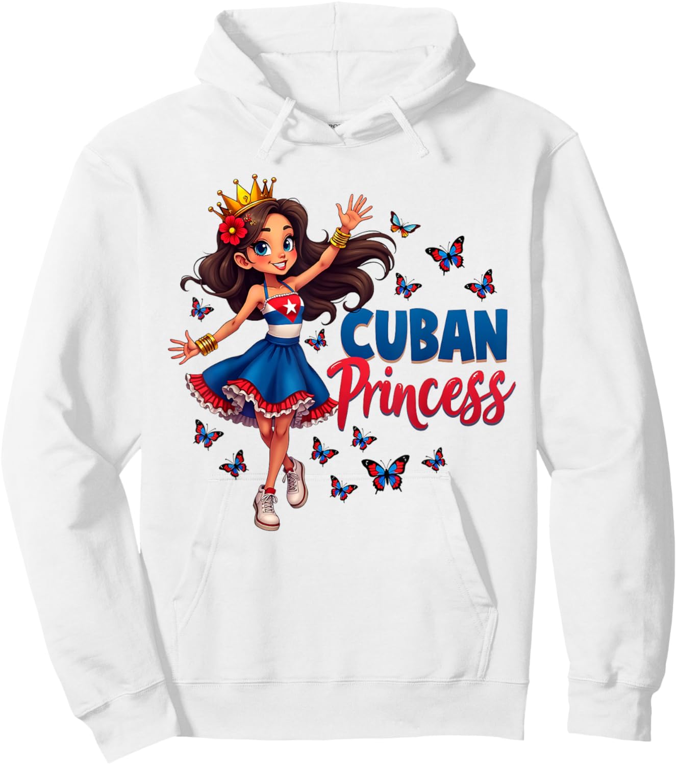 Cuban Princess Dabbing Hispanic Latina Cuban girls & kids Hoodie - Hoodie | White