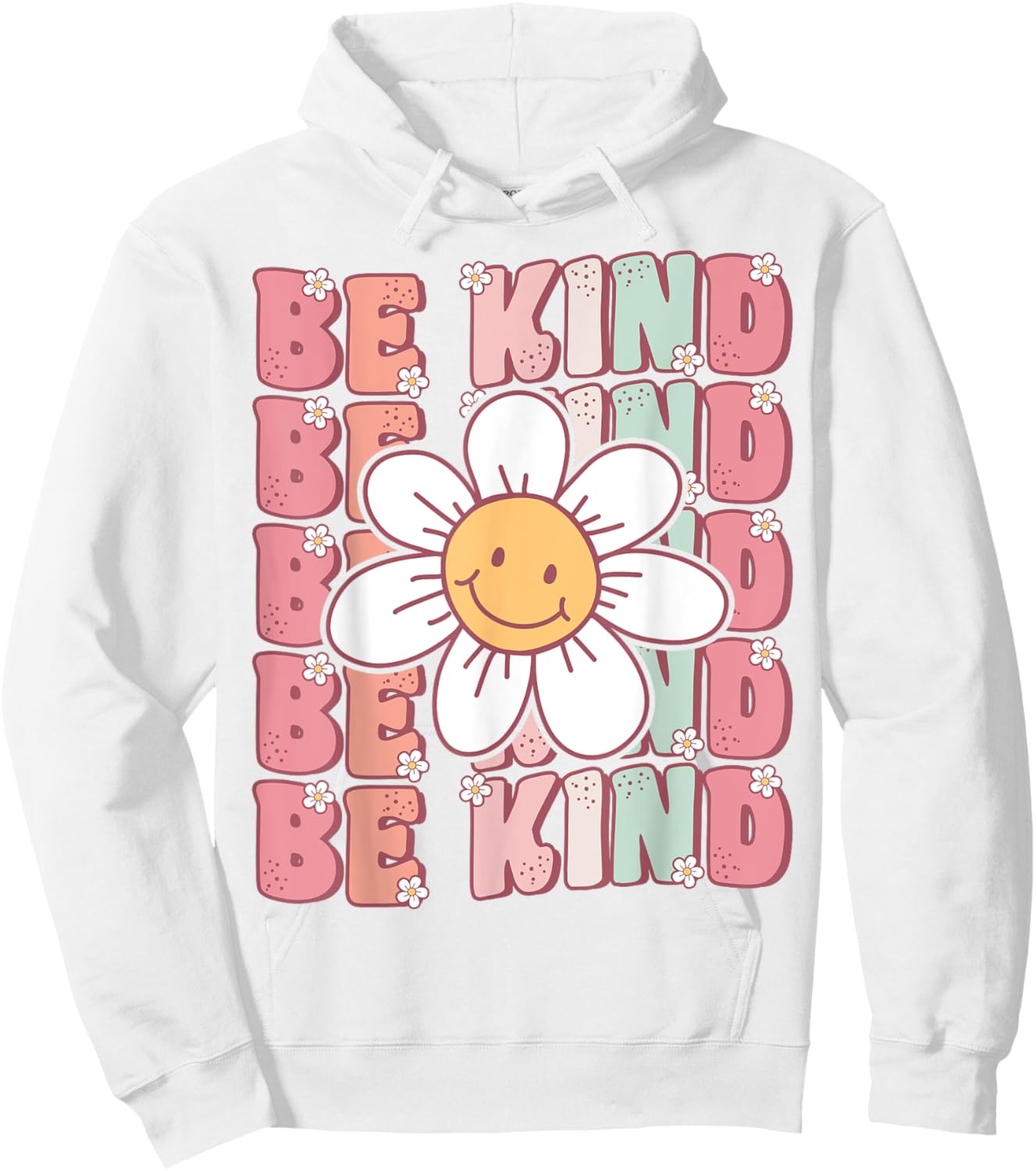 Groovy Be Kind Retro Cute Daisy Flower Positivity Kindness Hoodie - Hoodie | White