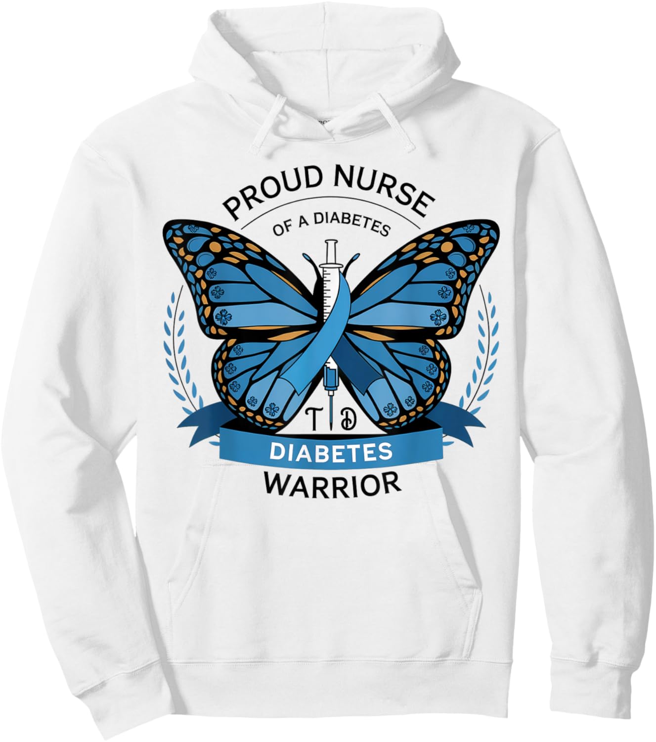 Proud Nurse Diabetes Warrior T1D Awareness Hoodie - Hoodie | White