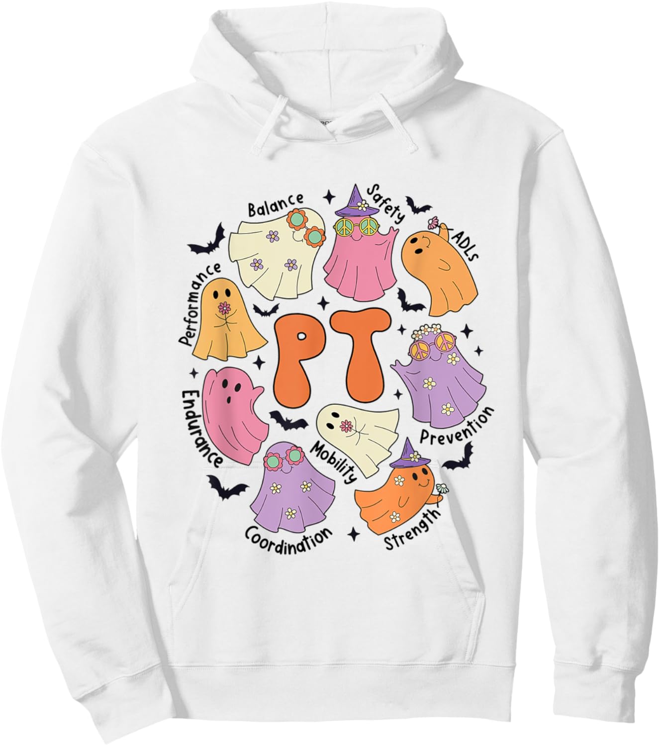 Pediatric PT Halloween Ghost Spooky Physical Therapy Team Hoodie - Hoodie | White