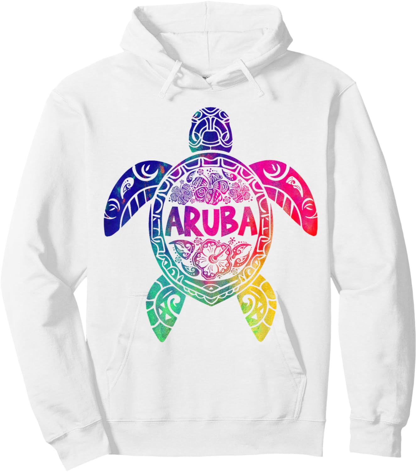 Tribal Aruba Tie Dye Sea Turtle Aruba Beach Vacation Hoodie - Hoodie | White