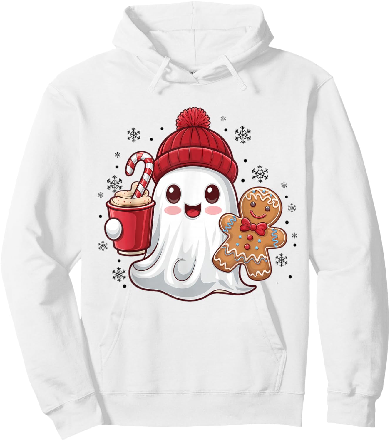 Cute Ghost Iced Coffee Christmas Funny Xmas Holiday Hoodie - Hoodie | White