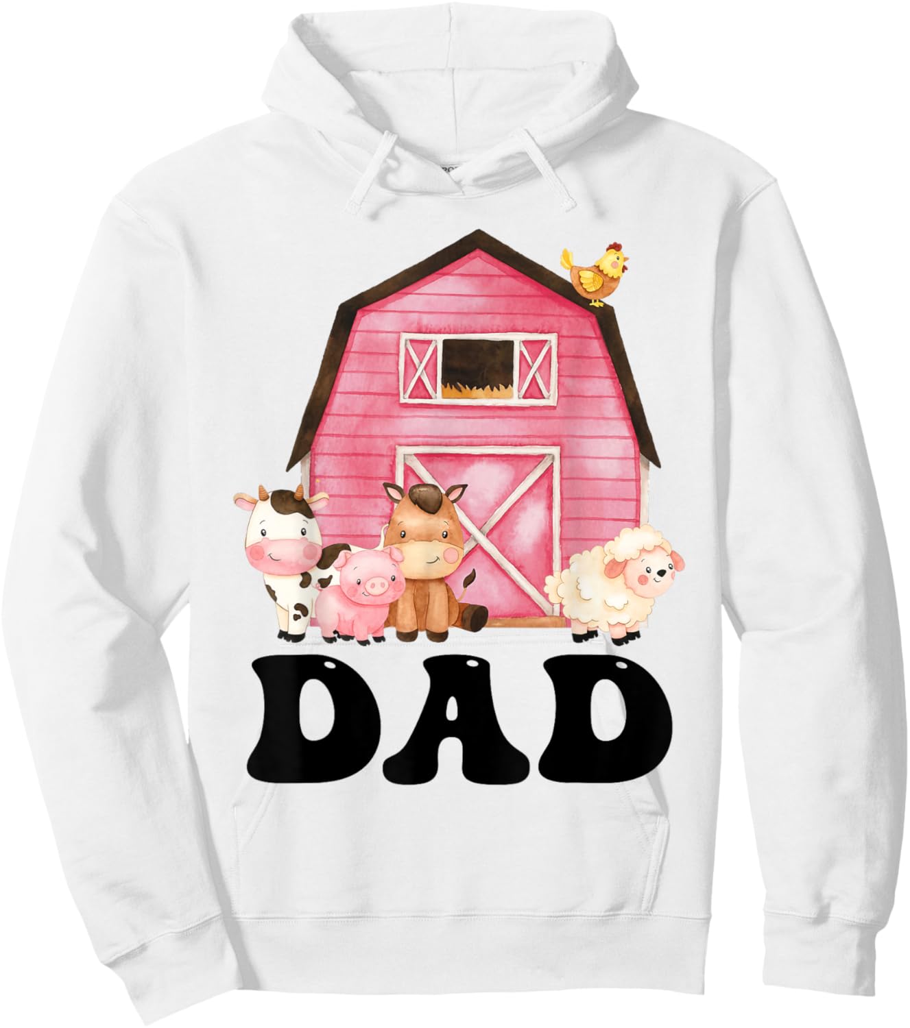 Funny Dad Farm Animals Birthday Theme Matching Family Hoodie - Hoodie | White