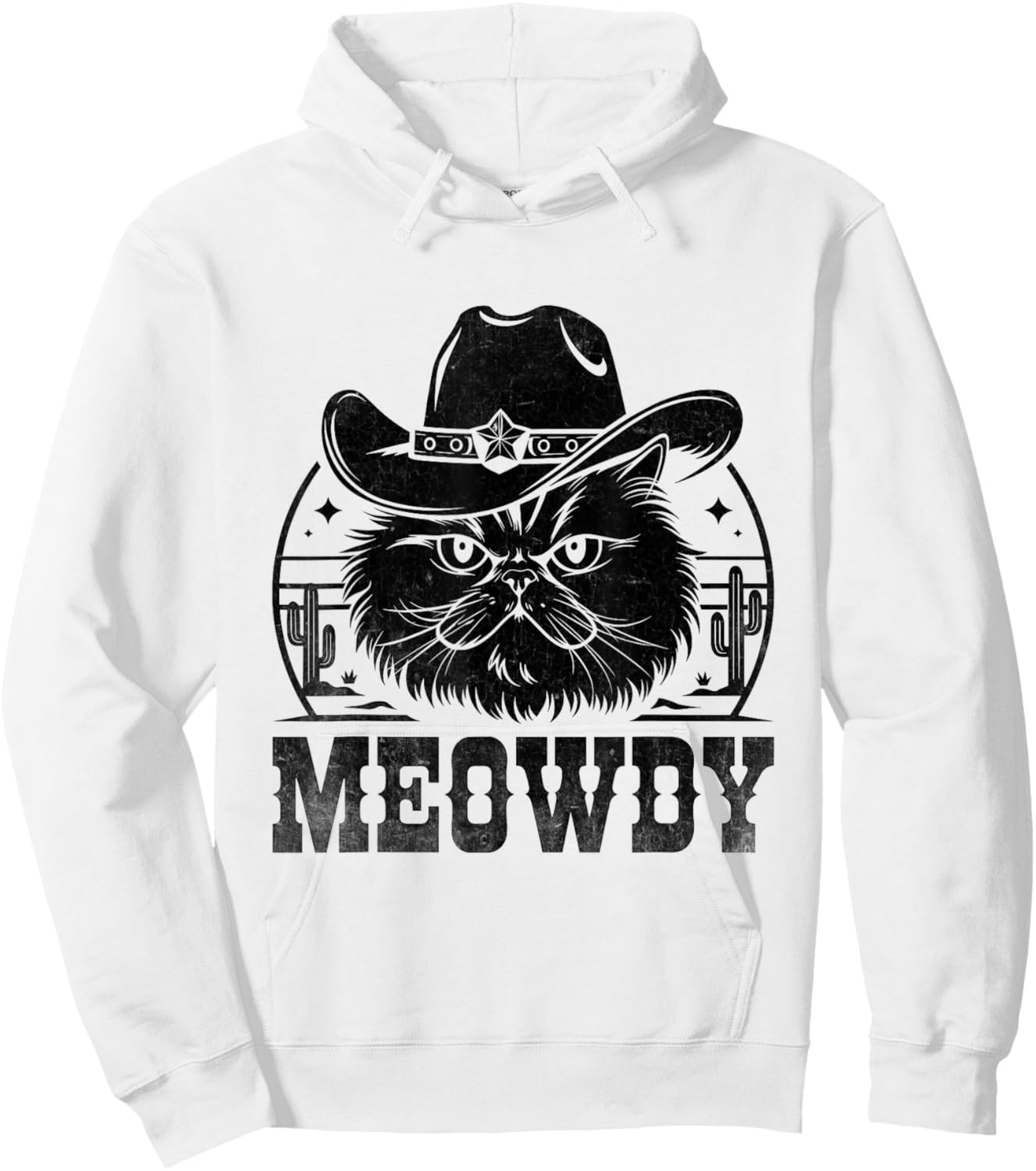 Meowdy Cowboy Persian Cat Persian Longhair Hoodie - Hoodie | White
