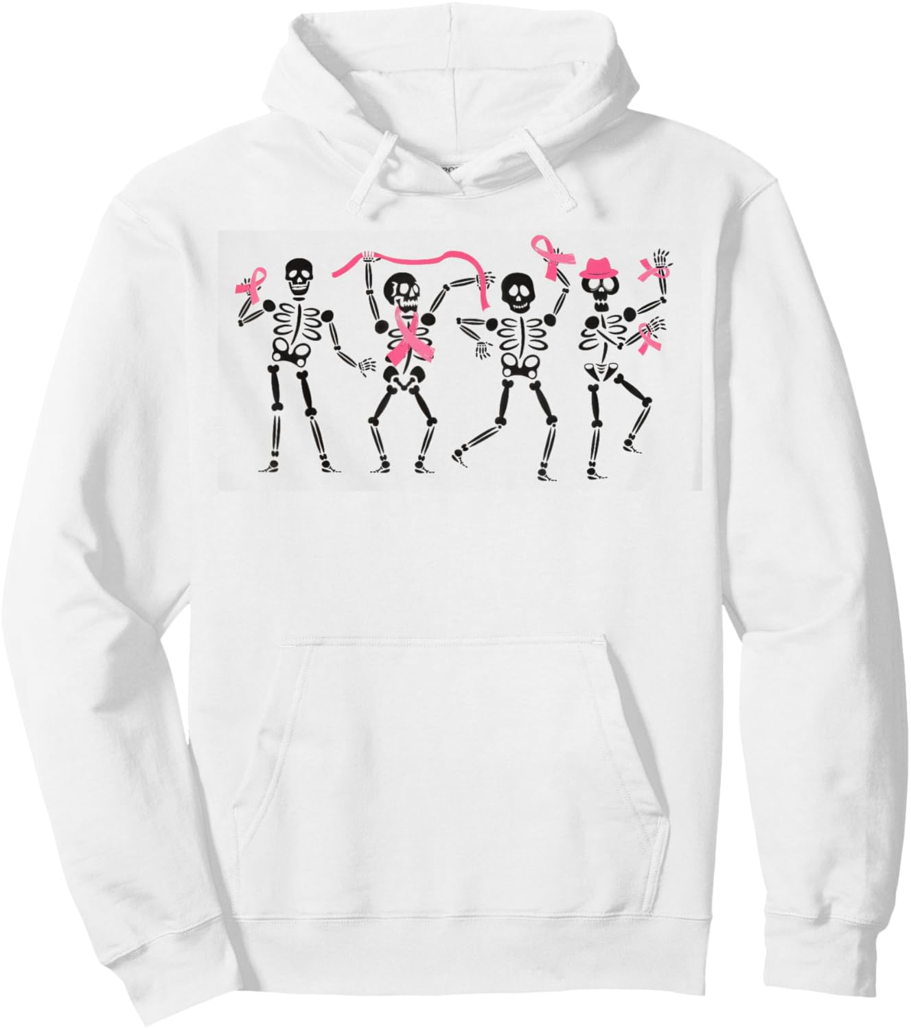 Pink Ribbon Breast Cancer Awareness Skeleton Women Men Kids Hoodie - Hoodie | White