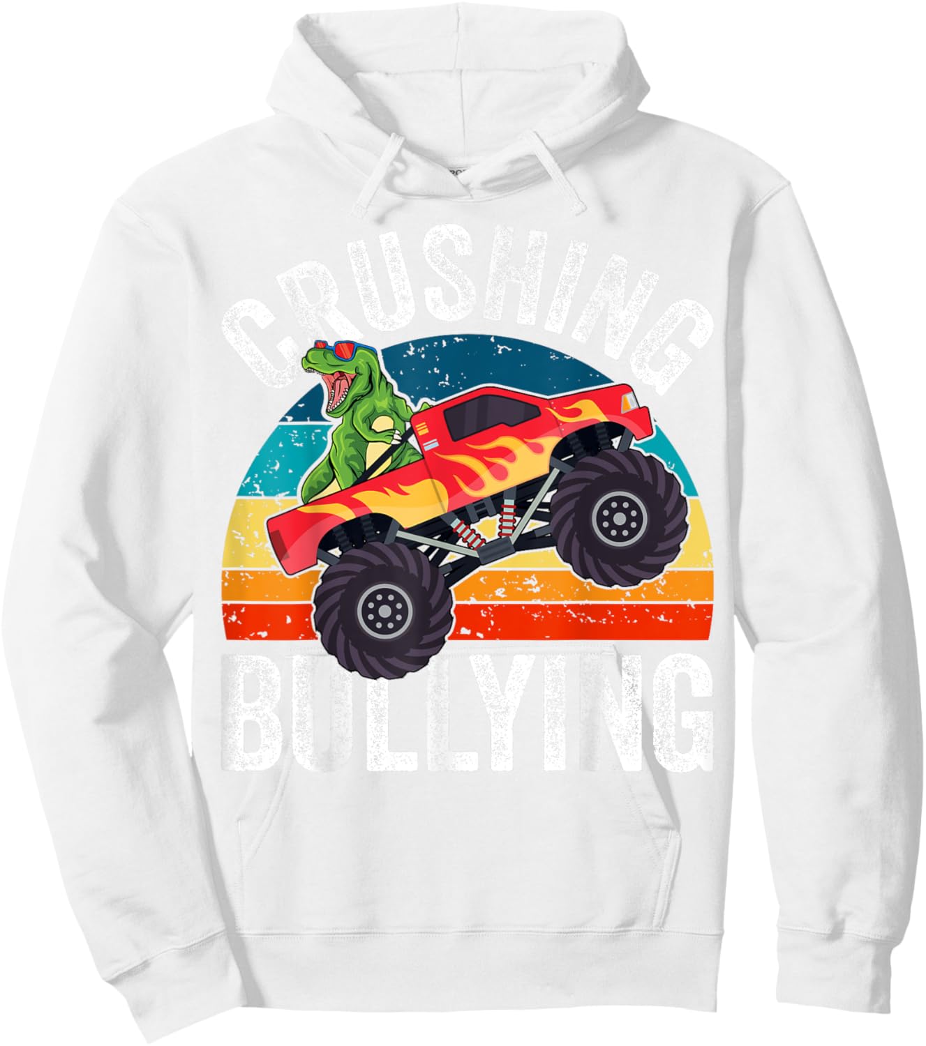 Crushing Bullying Monster Truck Kids Unity Day Orange Hoodie - Hoodie | White