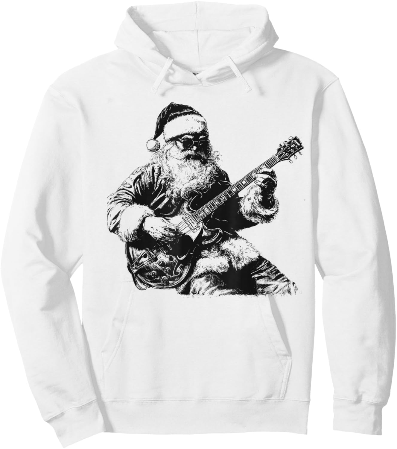Christmas Rock Santa Rock and Roll Guitar Lover Hoodie - Hoodie | White