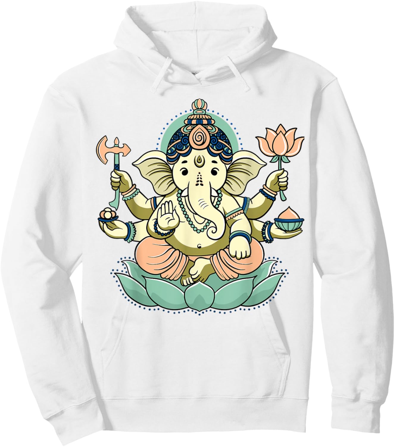 Ganesha Lotus Meditation – Spiritual Hindu Deity Design Hoodie - Hoodie | White