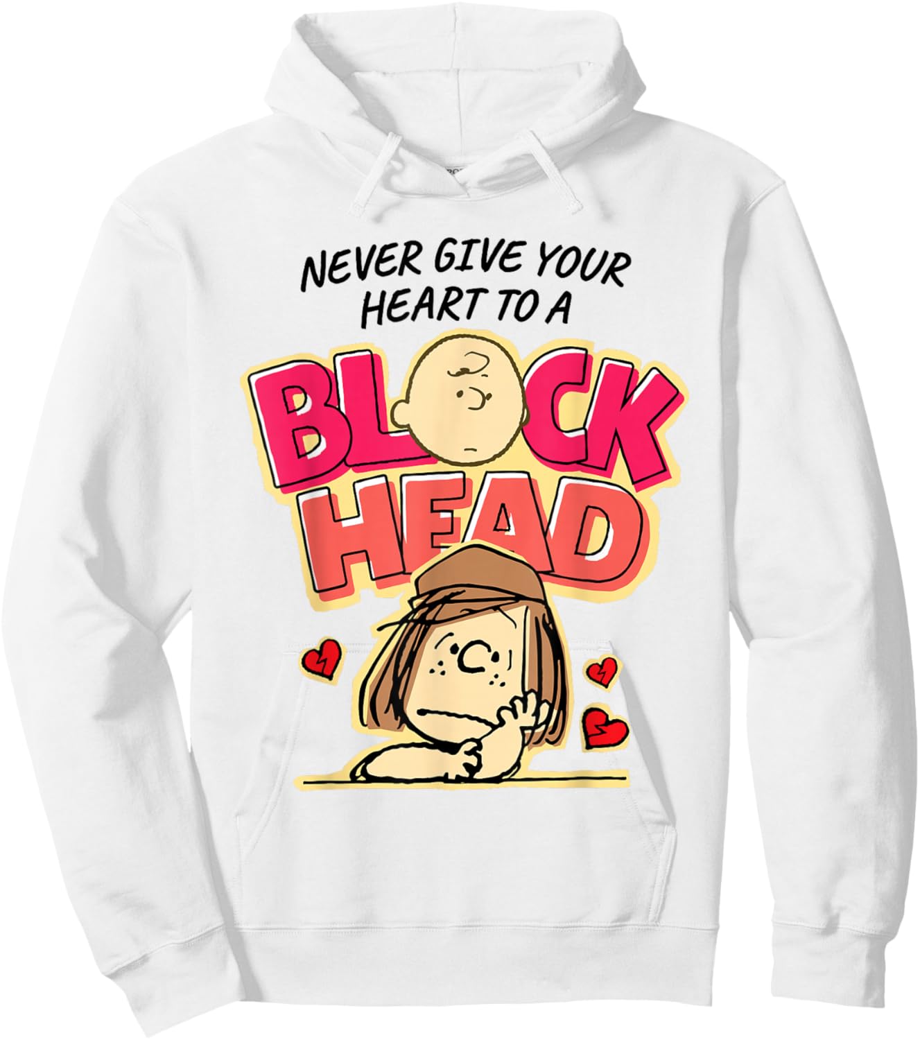 Peanuts Peppermint Patty Block Head Valentines Day Hoodie - Hoodie | White