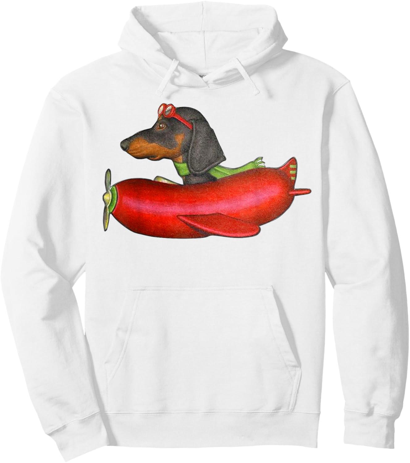 Peach-Bruh Funny Sausage Dachshund Dog Flying Sausage Plane Men Women Hoodie - Hoodie | White