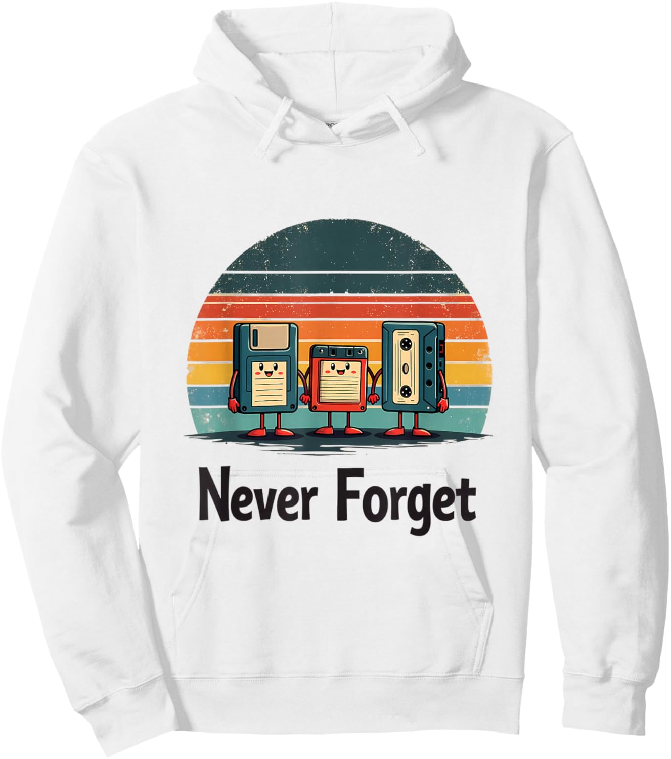 Never Forget Retro Floppy Cassette Tape Hoodie - Hoodie | White