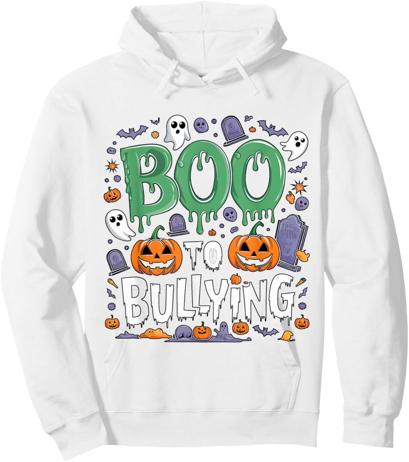 Boo Anti Bullying Funny Halloween Orange Unity Day Boys Hoodie - Hoodie | White