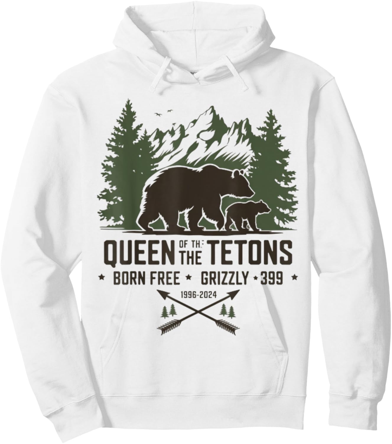 Grizzly 399 Queen Of The Tetons A National Park Bear Lovers Hoodie - Hoodie | White