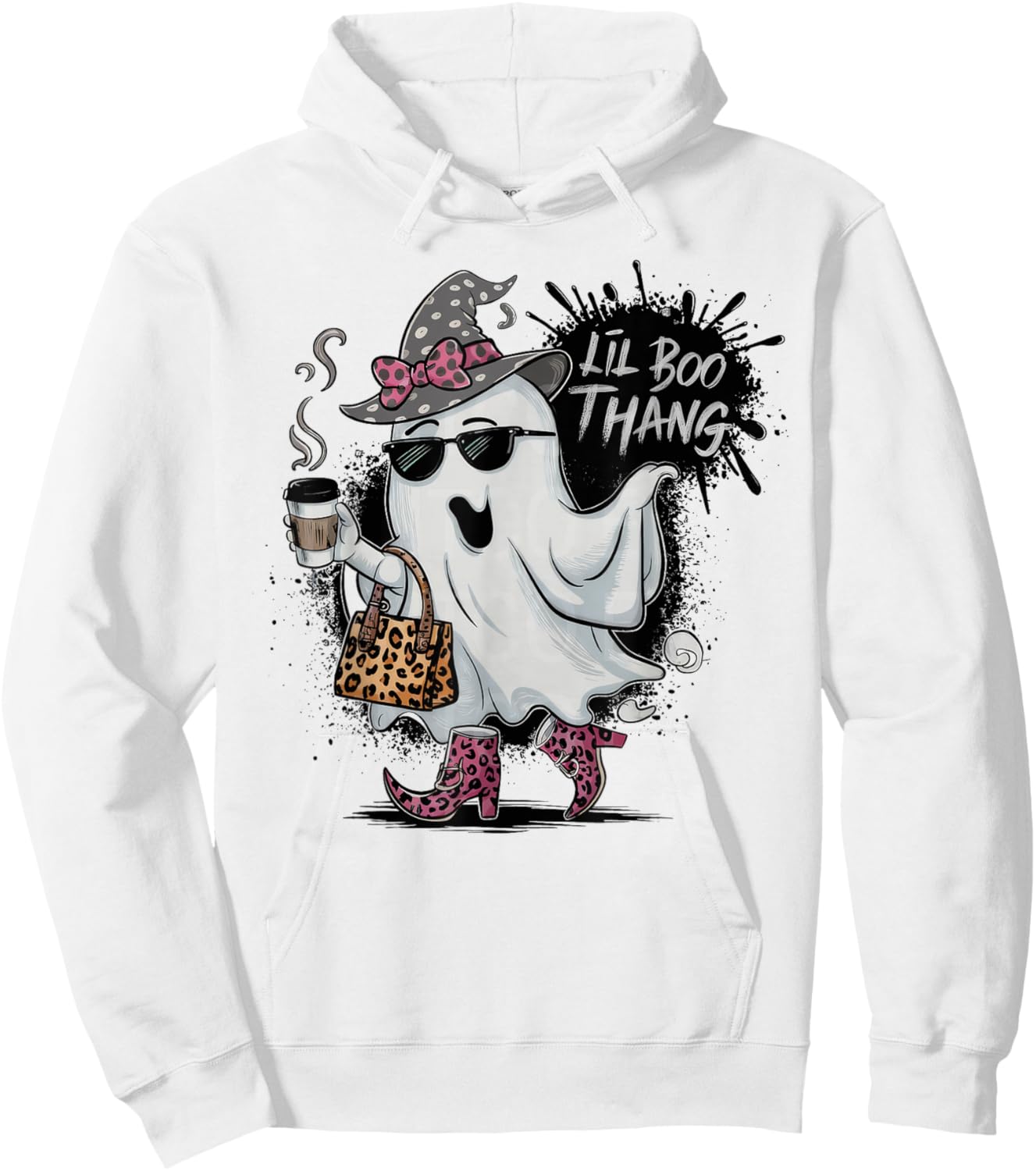 Lil Boo Thang Cute Ghost Halloween Costume Girl Kids Hoodie - Hoodie | White