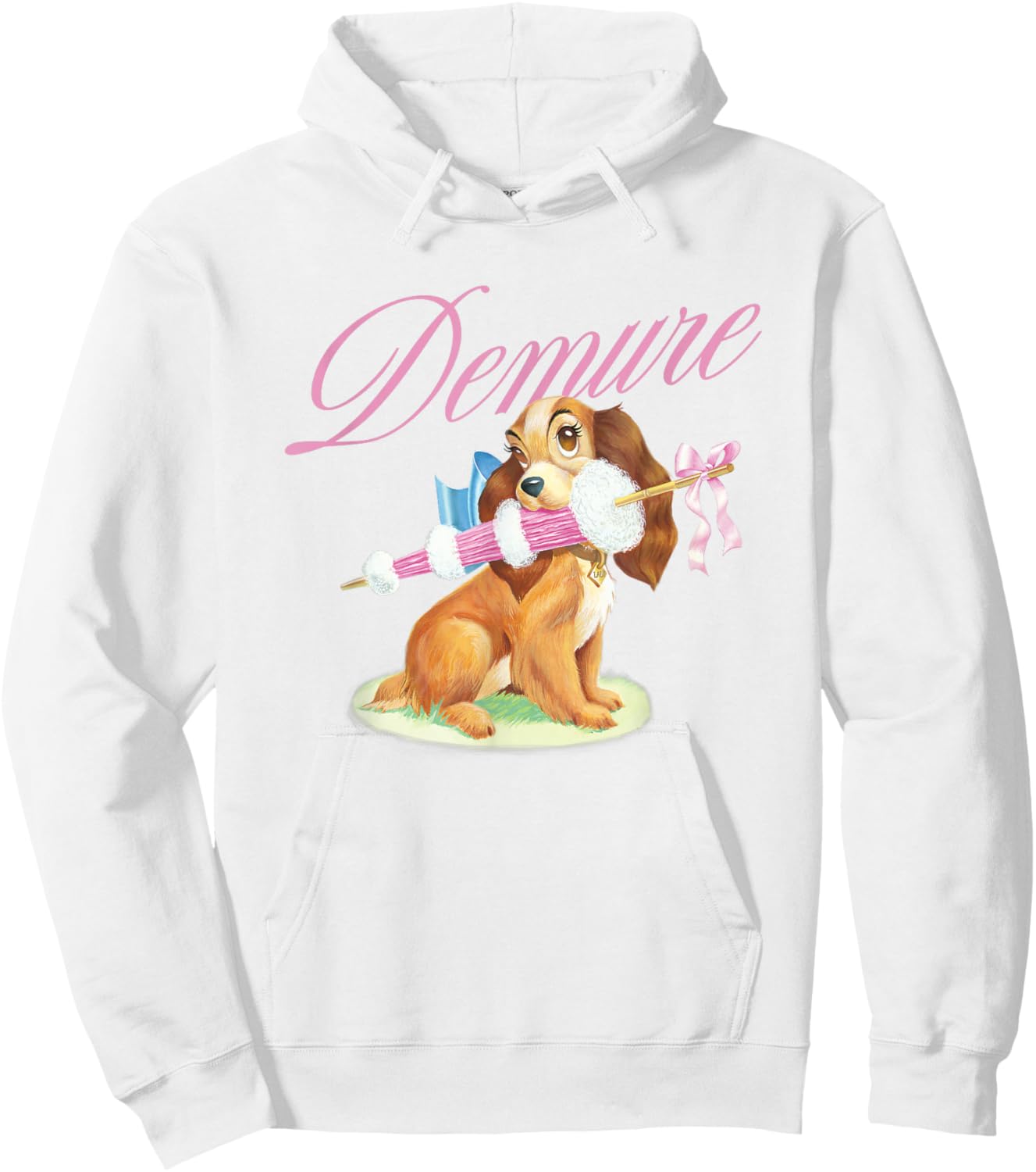 Disney Lady and the Tramp Cute Lady Demure Sketch Chest Logo Hoodie - Hoodie | White