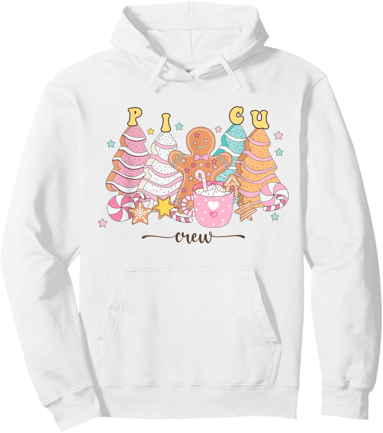 PICU Nurse Christmas Tree Gingerbread Pediatric ICU Nurse T Hoodie - Hoodie | White
