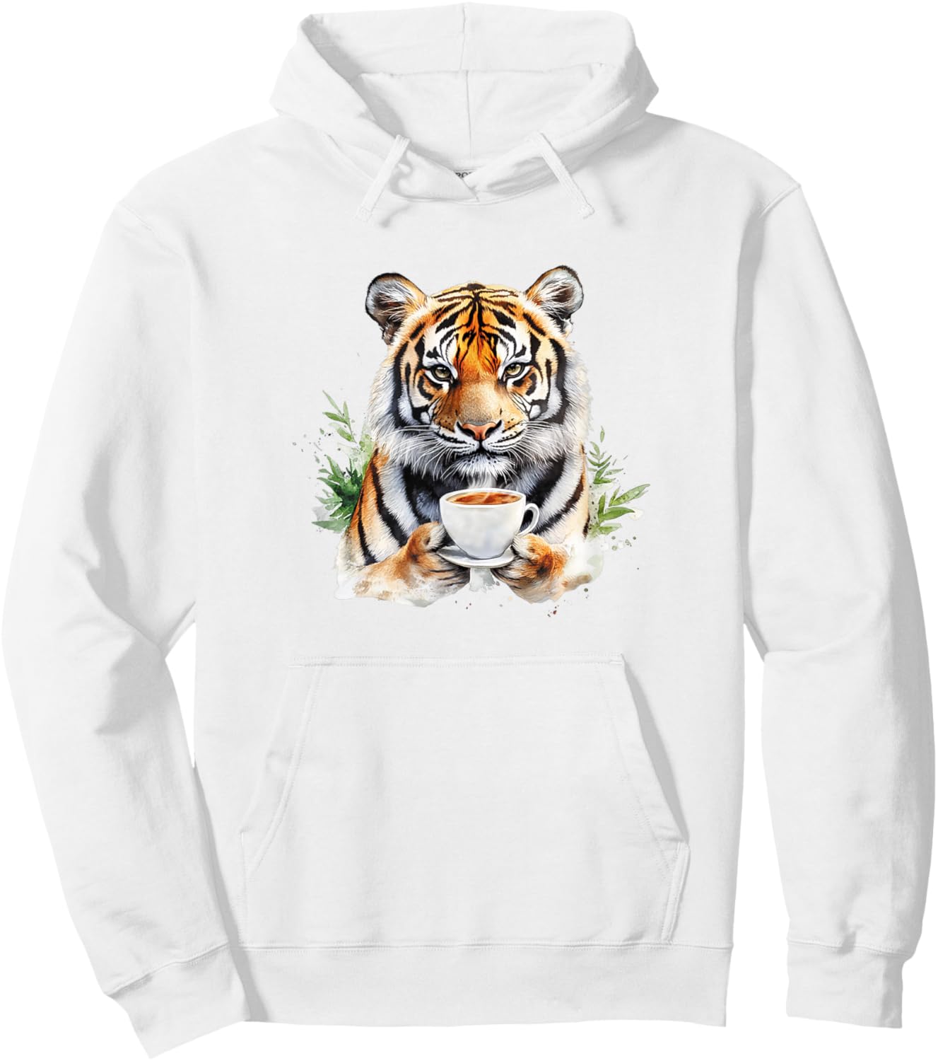 Animals Drinking Coffee - A Cute Tiger Holding A Coffee Hoodie - Hoodie | White
