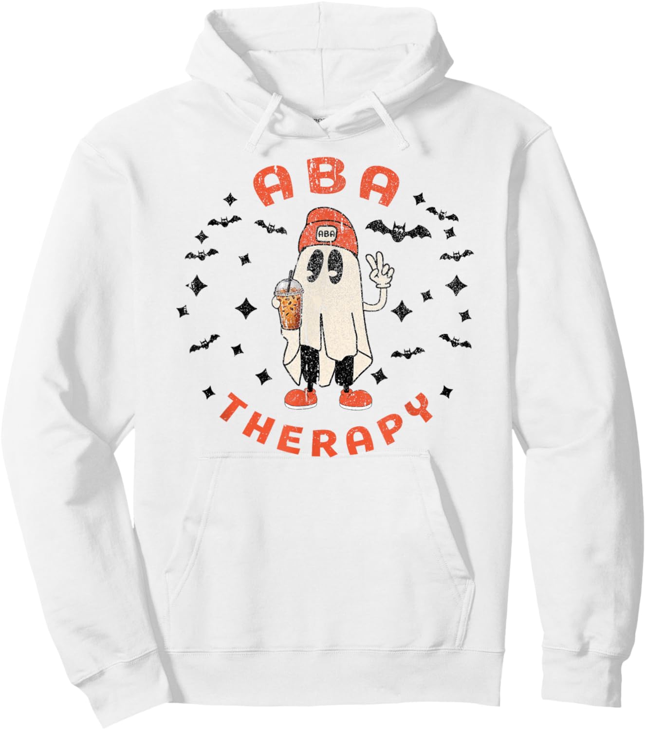 Halloween ABA Therapy Therapist Behavior Autism Ghost Fall Hoodie - Hoodie | White