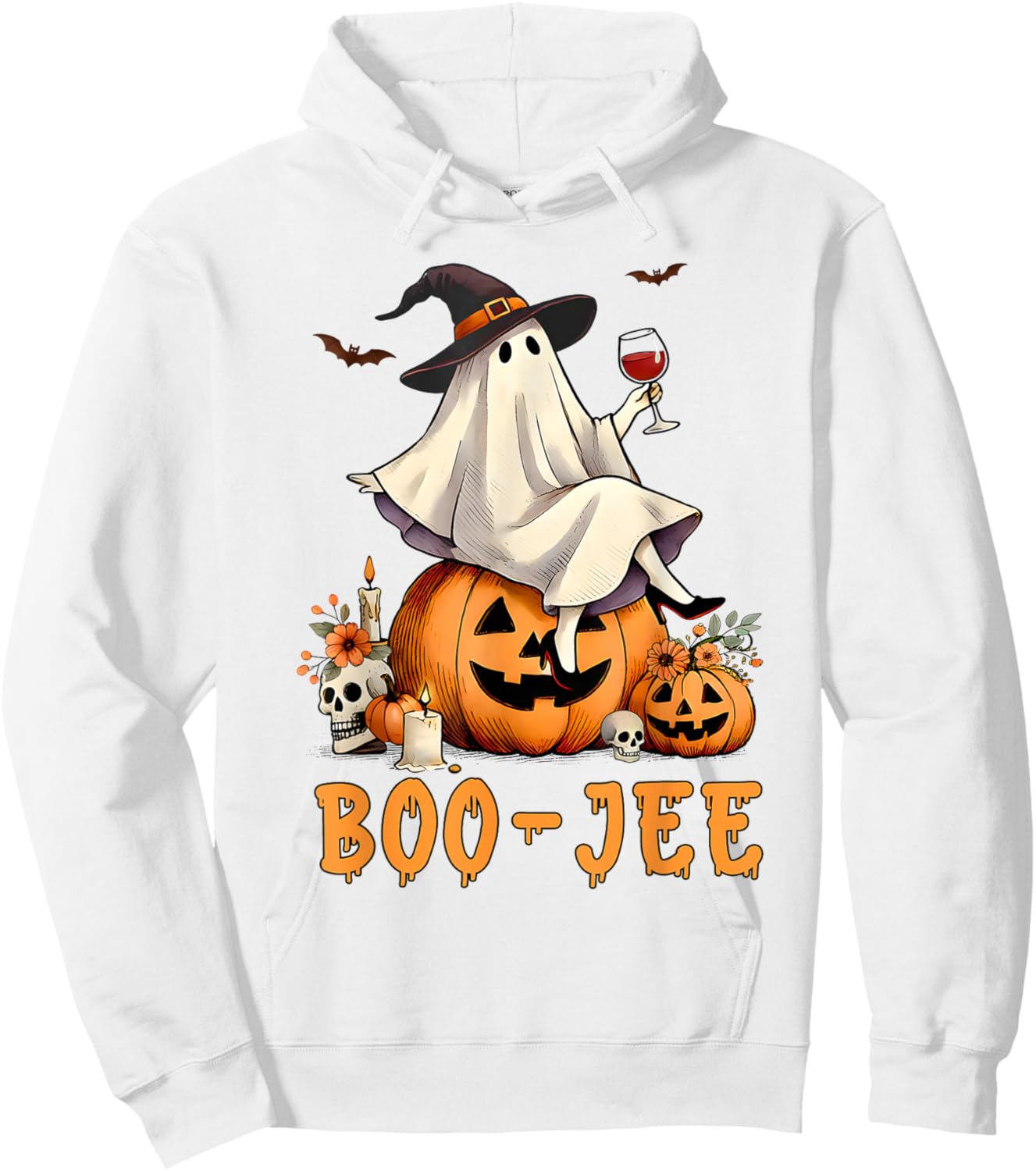 Funny Boo-Jee Ghost Halloween Boo Jee Ghost Spooky Season Hoodie - Hoodie | White