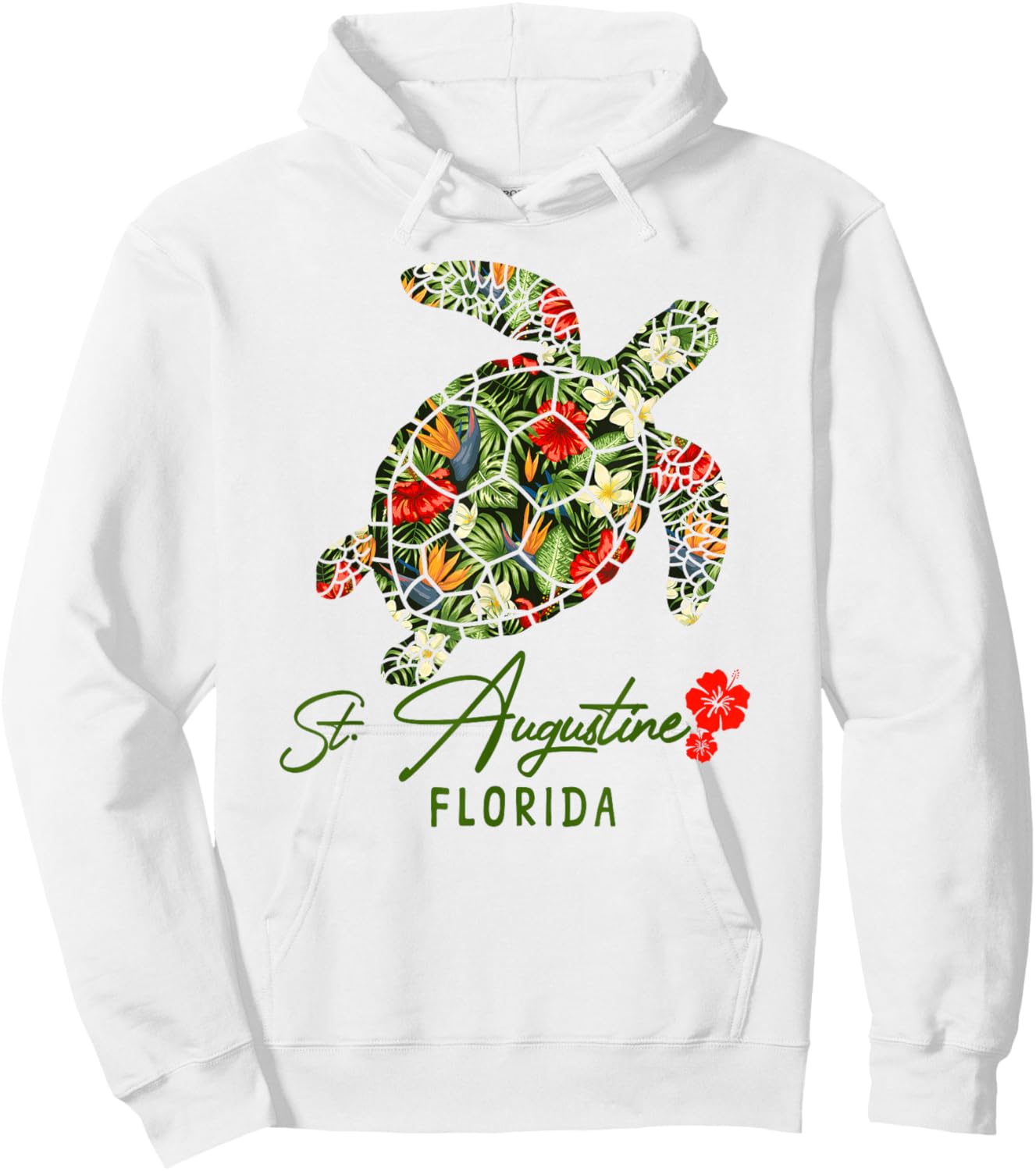 St. Augustine Tropical Sea Turtle Florida Hoodie - Hoodie | White