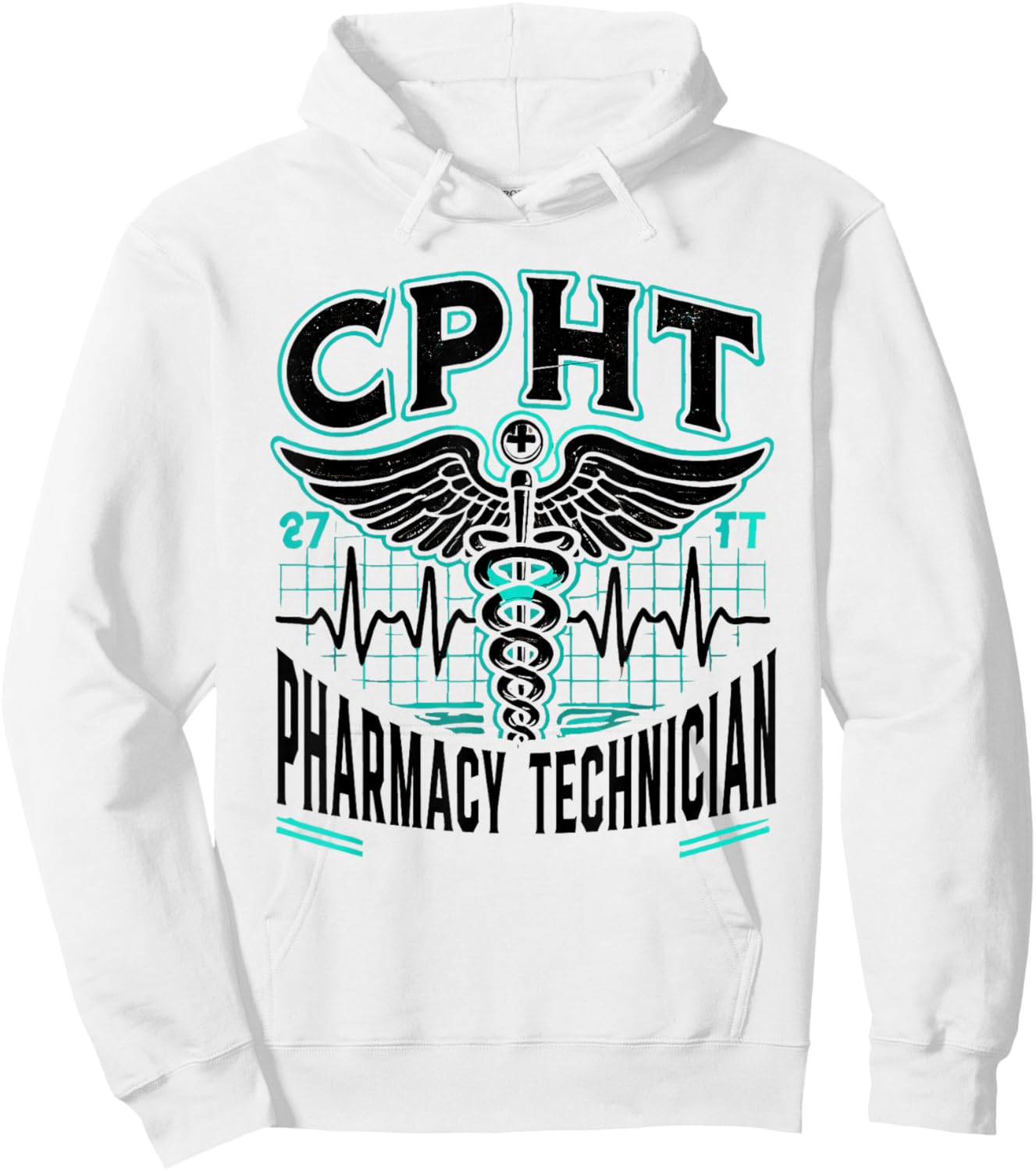 CPHT Pharmacy Technician Pharmacist Heartbeat Hoodie - Hoodie | White