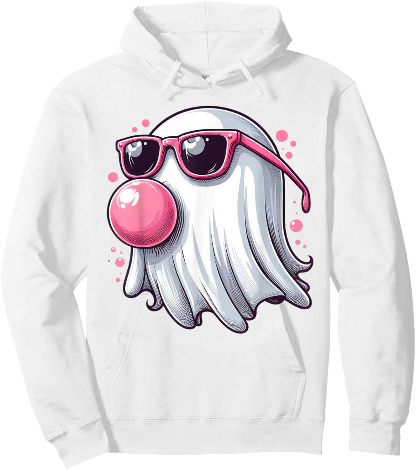 Cute Ghost Bubble Gum Halloween Costume Men Women Kids Hoodie - Hoodie | White