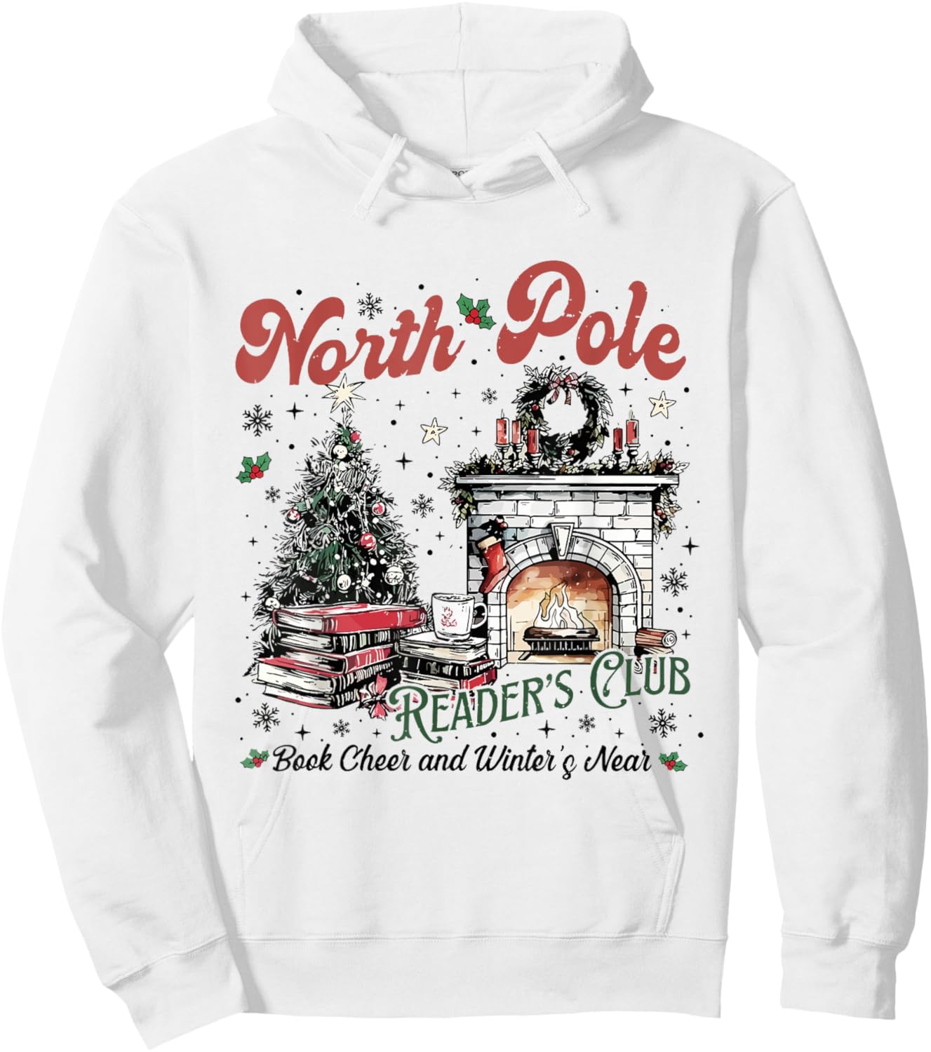 North Pole Book Club Book Lover Bookish Bookworm Christmas Hoodie - Hoodie | White
