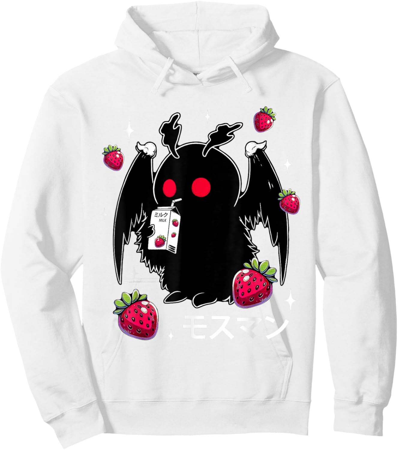 Mothman Strawberry Milk Shake Cryptid Hoodie - Hoodie | White