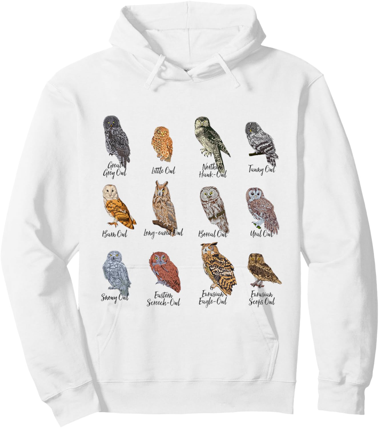 Owls of the World - Owl Species Hoodie - Hoodie | White