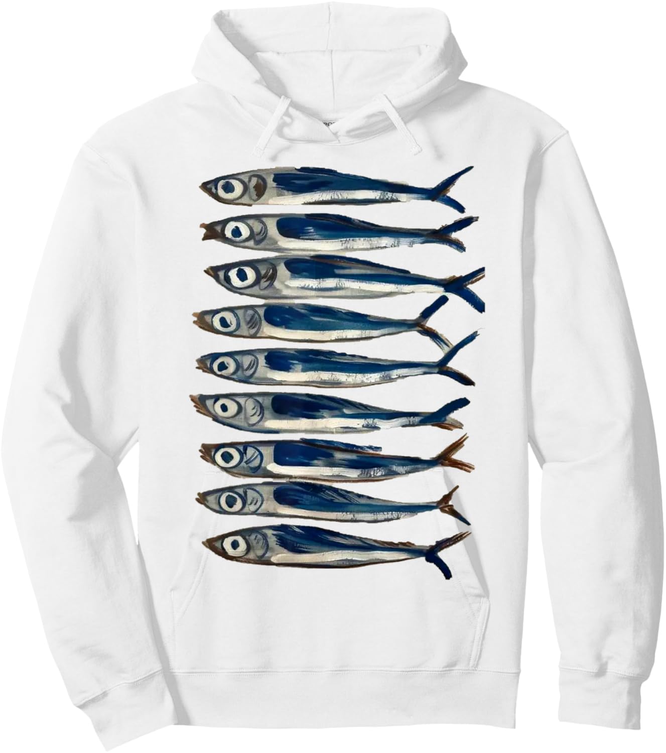 Sardine Painting Antique Still Life Fish Art Fish Restaurant Hoodie - Hoodie | White