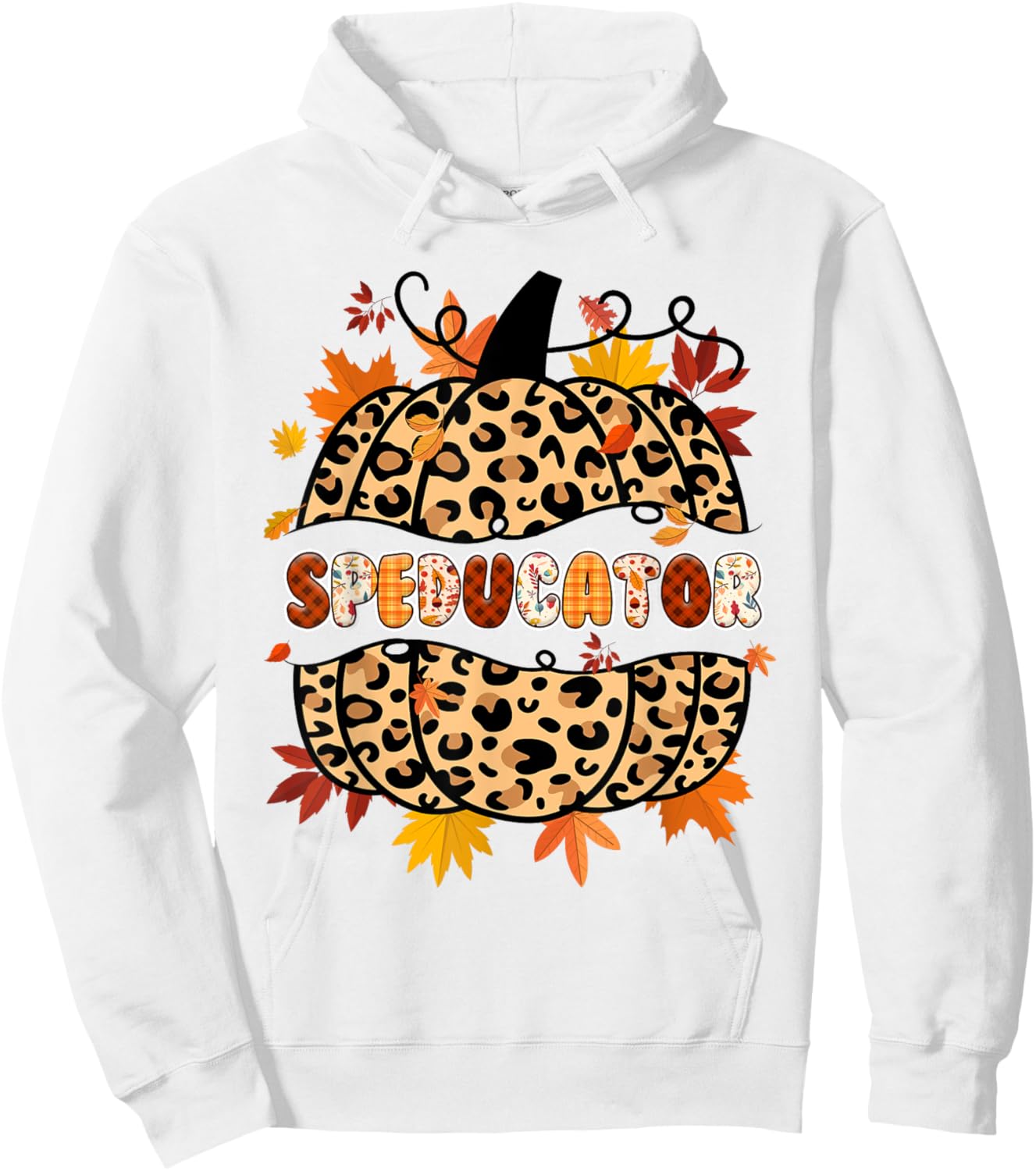 Autumn Fall SPED ED Teacher Thankful Grateful Pumpkin Retro Hoodie - Hoodie | White