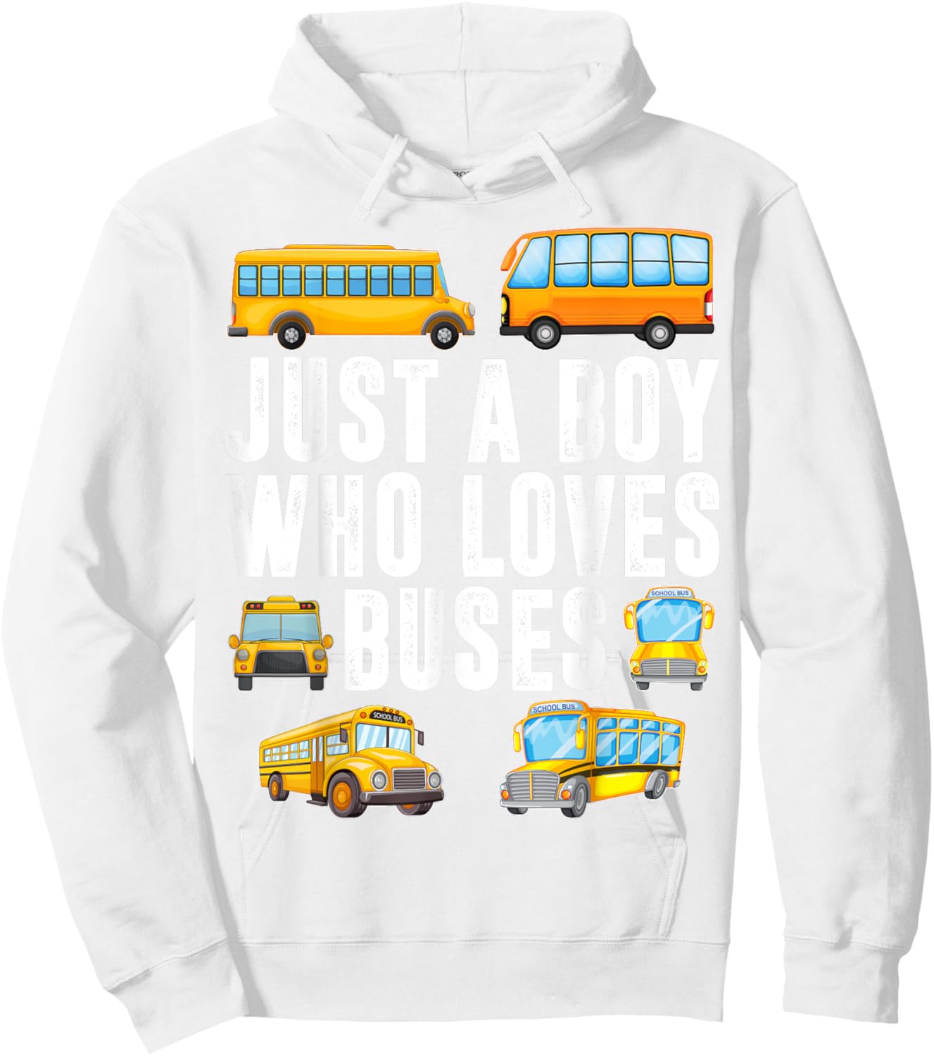 Kids Toddler Just A Boy Who Loves Buses Boys Men School Bus Hoodie - Hoodie | White