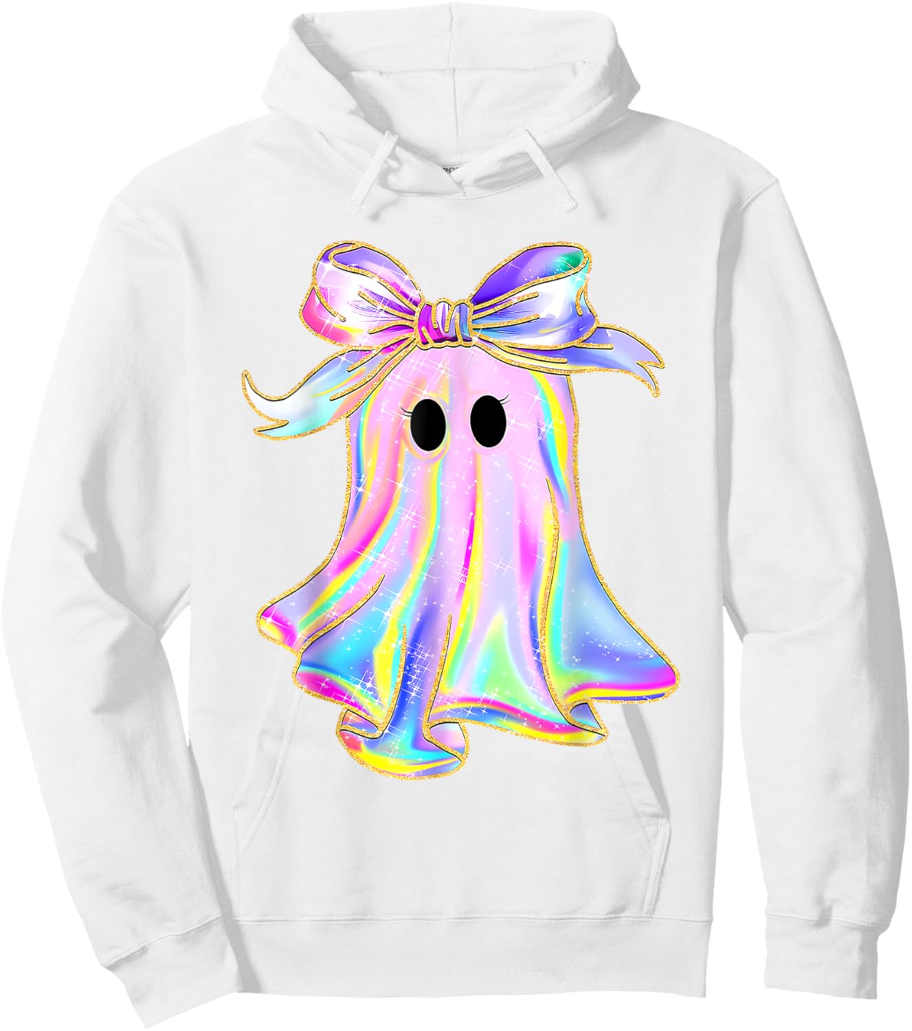 Disco Ghost Pumpkin Halloween Girly Coquette Bow Hoodie - Hoodie | White