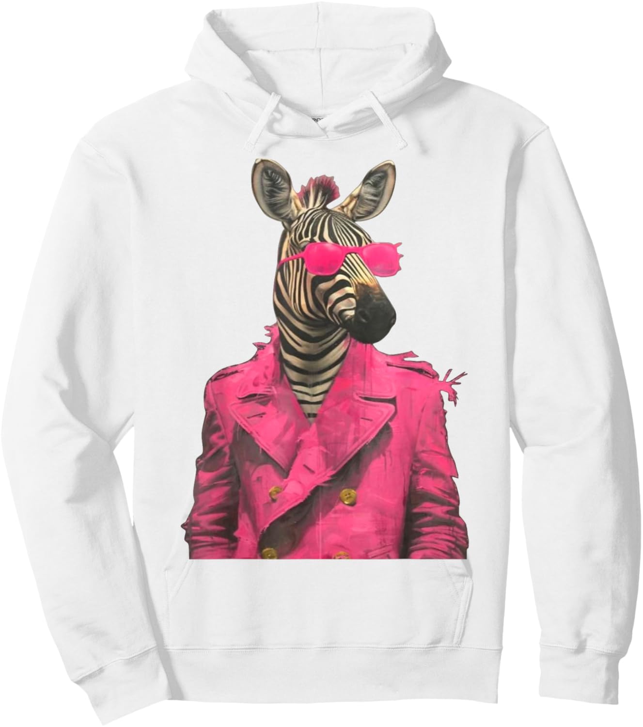 Peachbruh Fashion Zebra Wearing A Pink Suit and Pink Hoodie - Hoodie | White