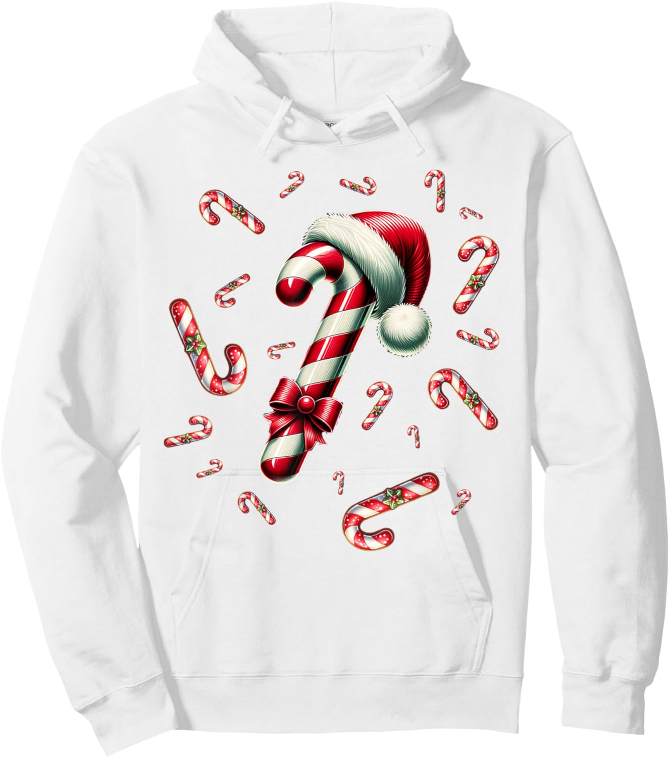 Christmas Candy Cane Crew Lights Red and White Candy Costume Hoodie - Hoodie | White