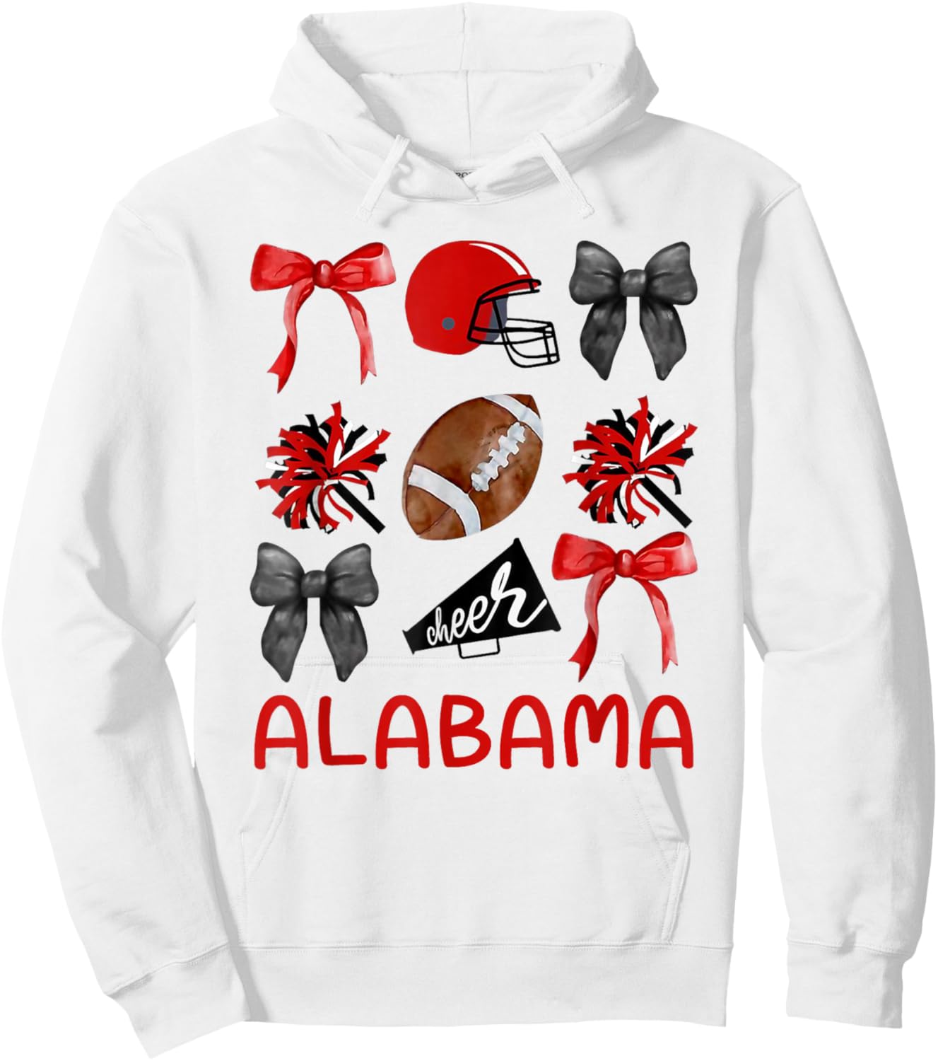 Alabama Women Toddler Girls Kids Sister Niece Coquette Bow Hoodie - Hoodie | White