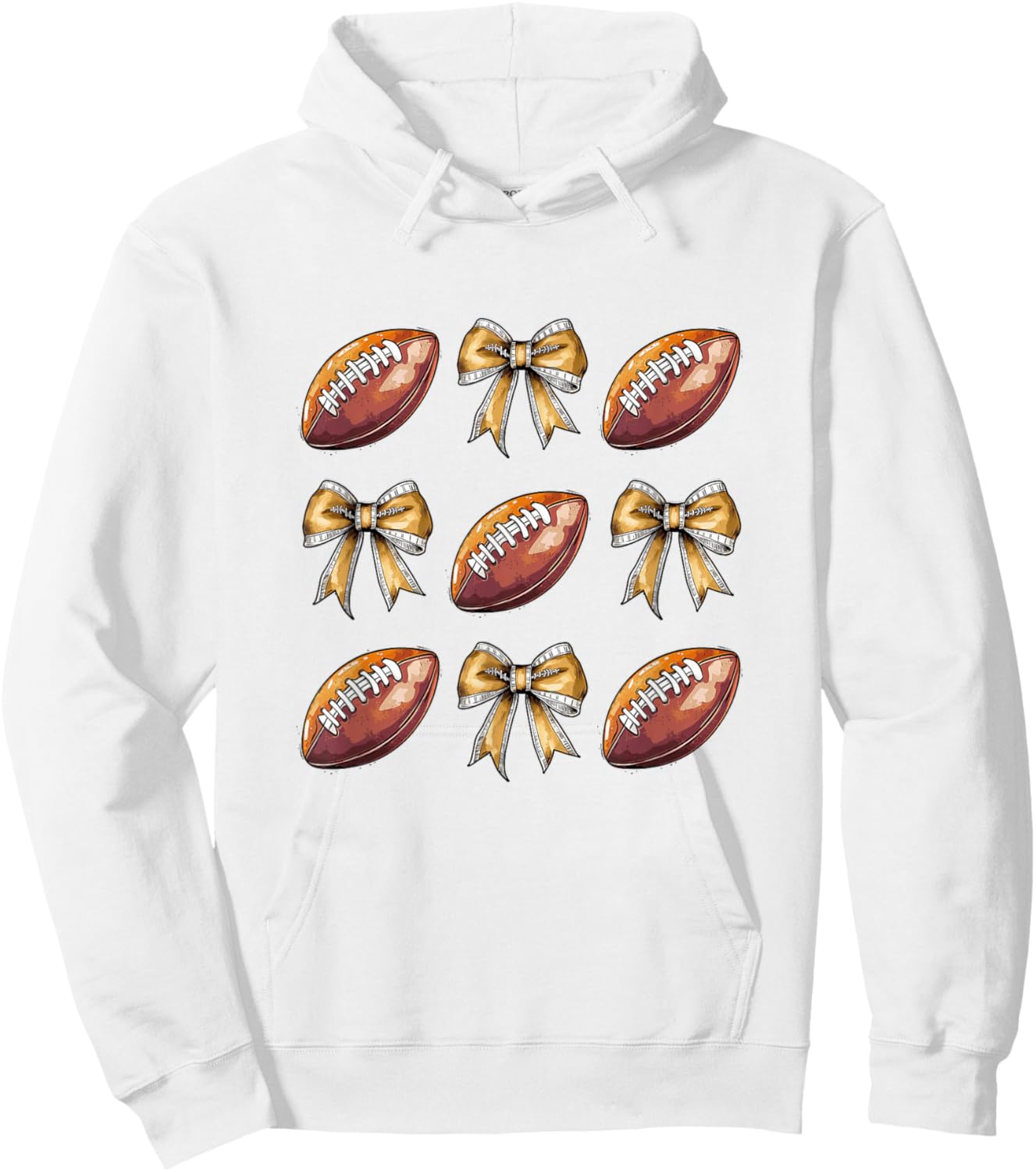 Funny Game Day Football Retro Coquette Bow Football Mama Hoodie - Hoodie | White