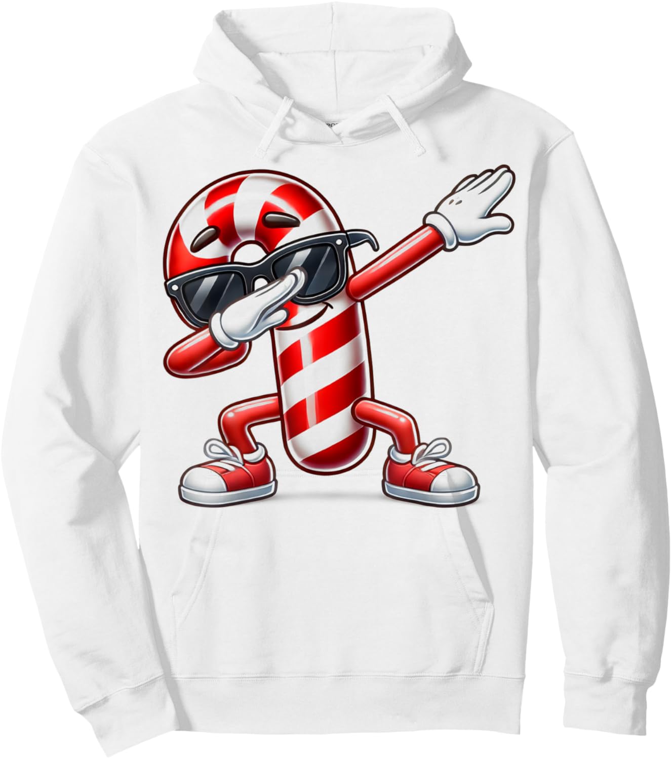 Dabbing Candy Cane Funny Christmas Hoodie - Hoodie | White