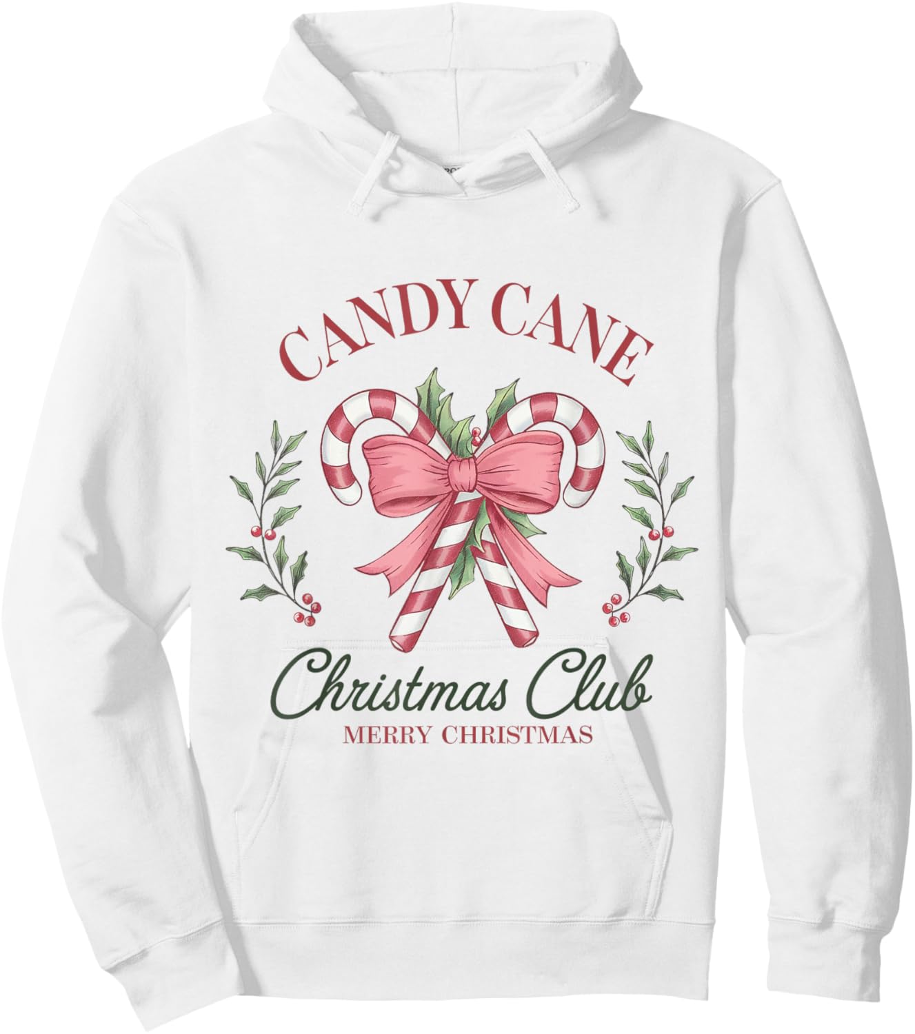 Candy Cane Christmas Holiday Season Xmas Hoodie - Hoodie | White