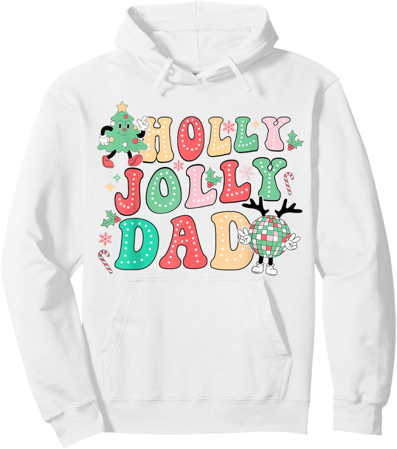 Groovy Holly Xmas Jolly Dad Christmas Vibes Matching Family Hoodie - Hoodie | White