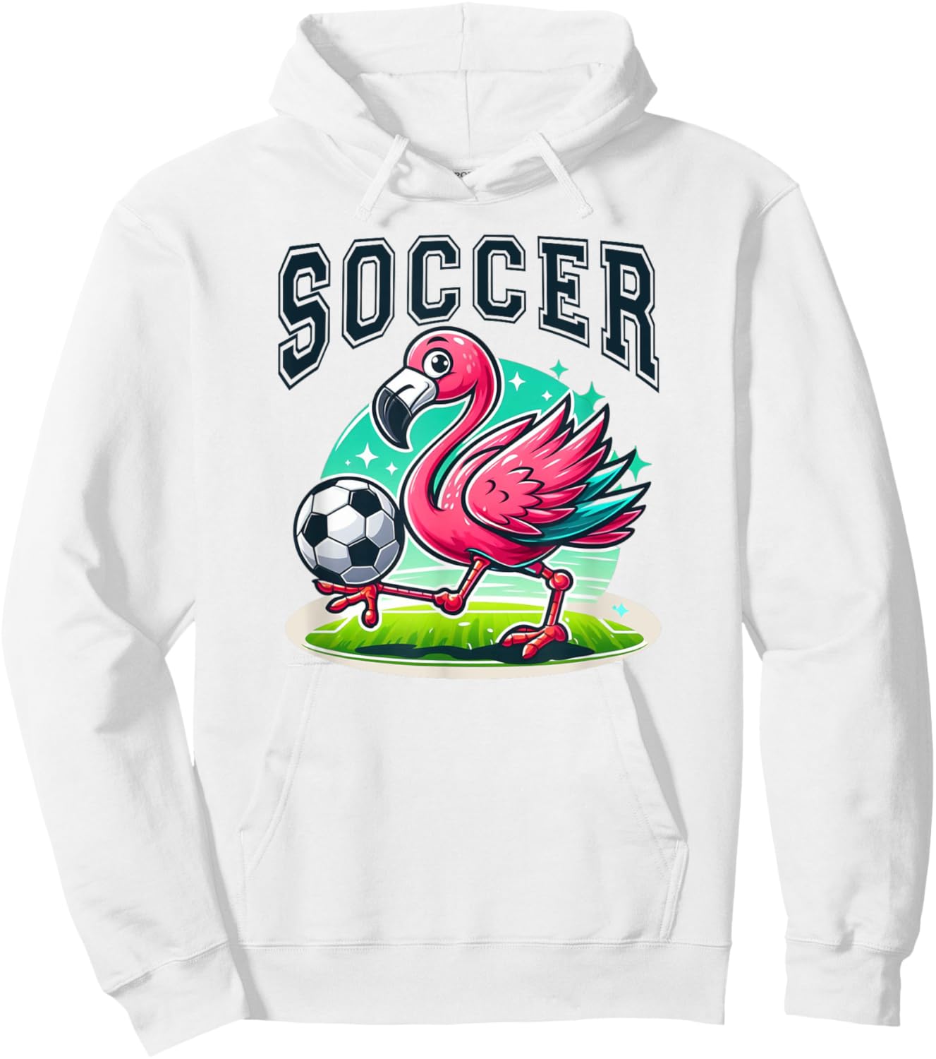Soccer Pink Flamingo Playing Soccer Hoodie - Hoodie | White