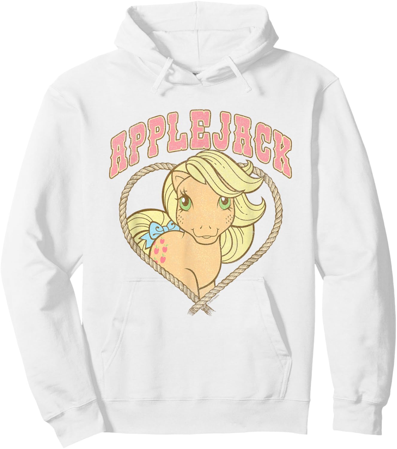 My Little Pony Cute Applejack Cowgirl Heart Shape Chest Logo Hoodie - Hoodie | White