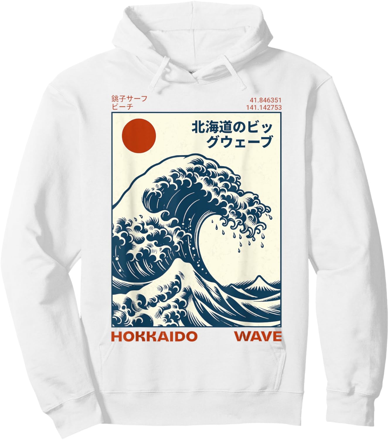 Hokkaido Wave Japanese Vintage Hoodie - Hoodie | White