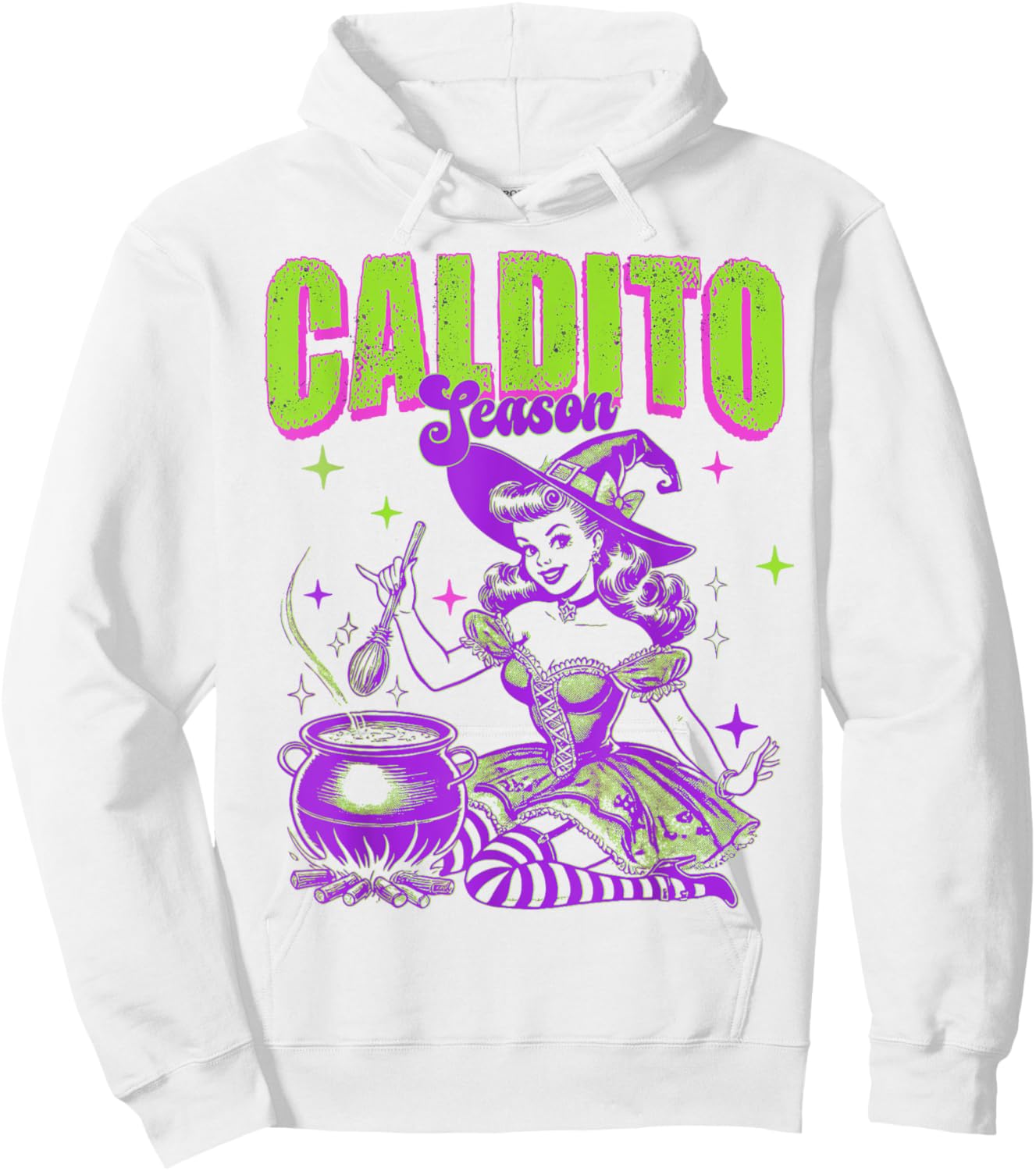 Caldito Season funny Spanish Halloween Bruja Latina Hoodie - Hoodie | White