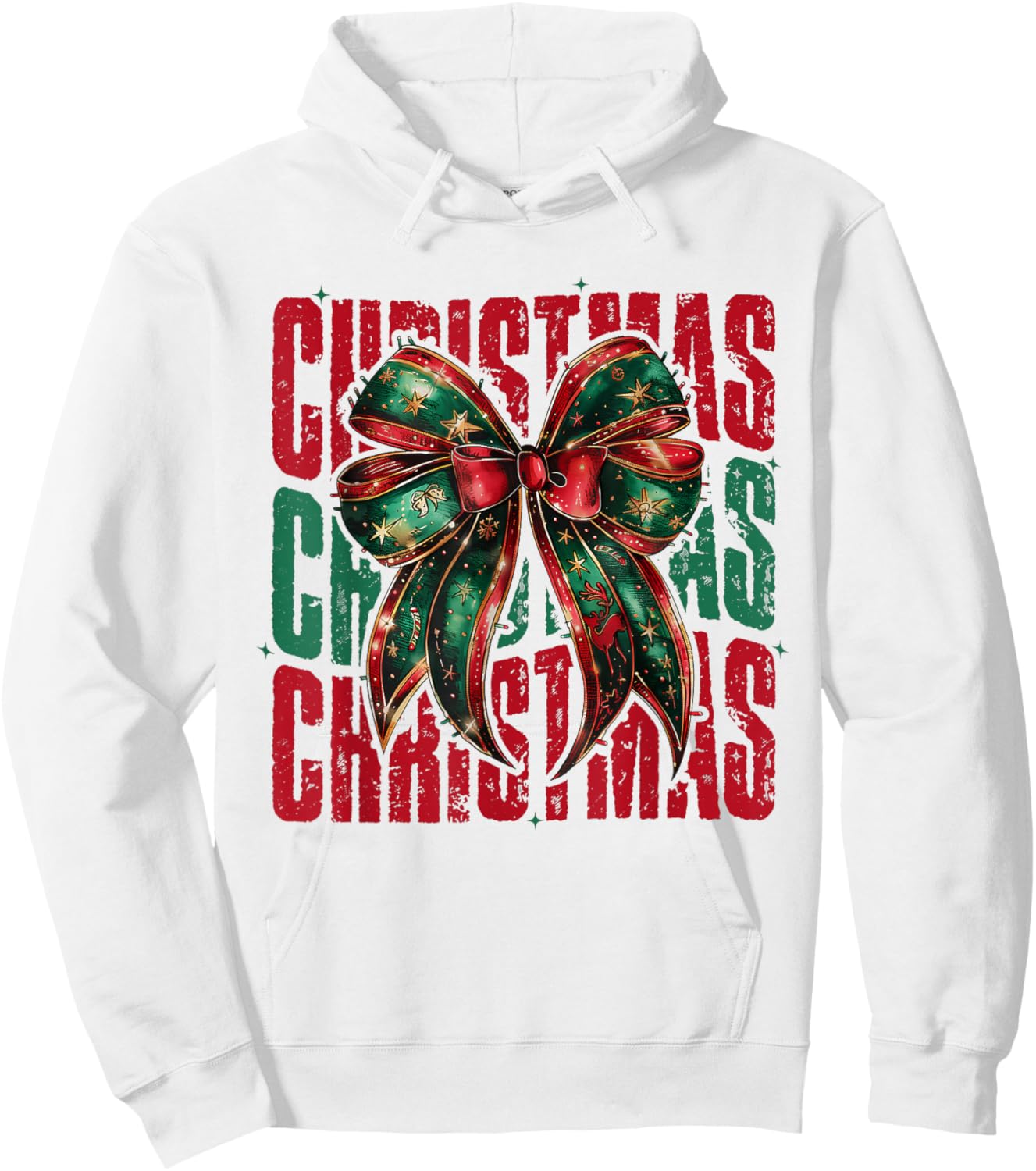 Coquette Bow Christmas Xmas Girl Women Hoodie - Hoodie | White