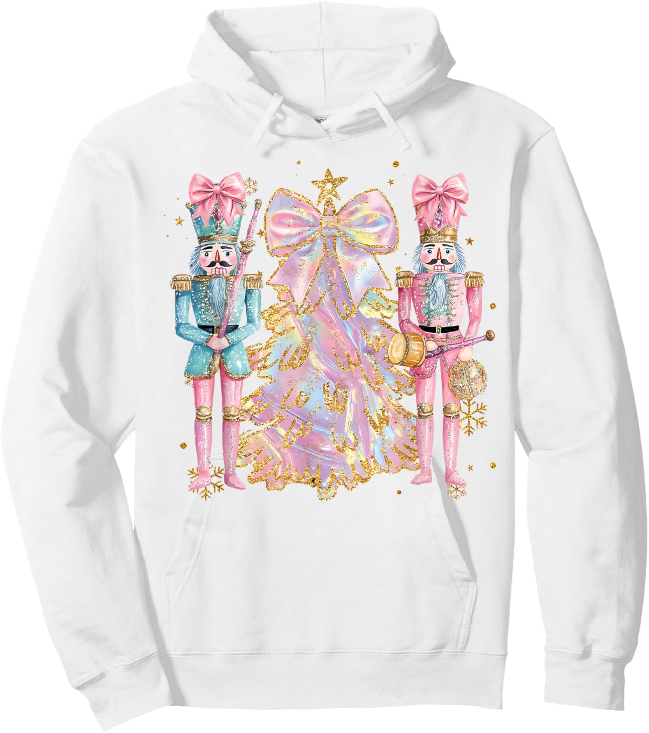 Coquette Christmas Tree Pink Nutcrackers Women Kids Girls Hoodie - Hoodie | White