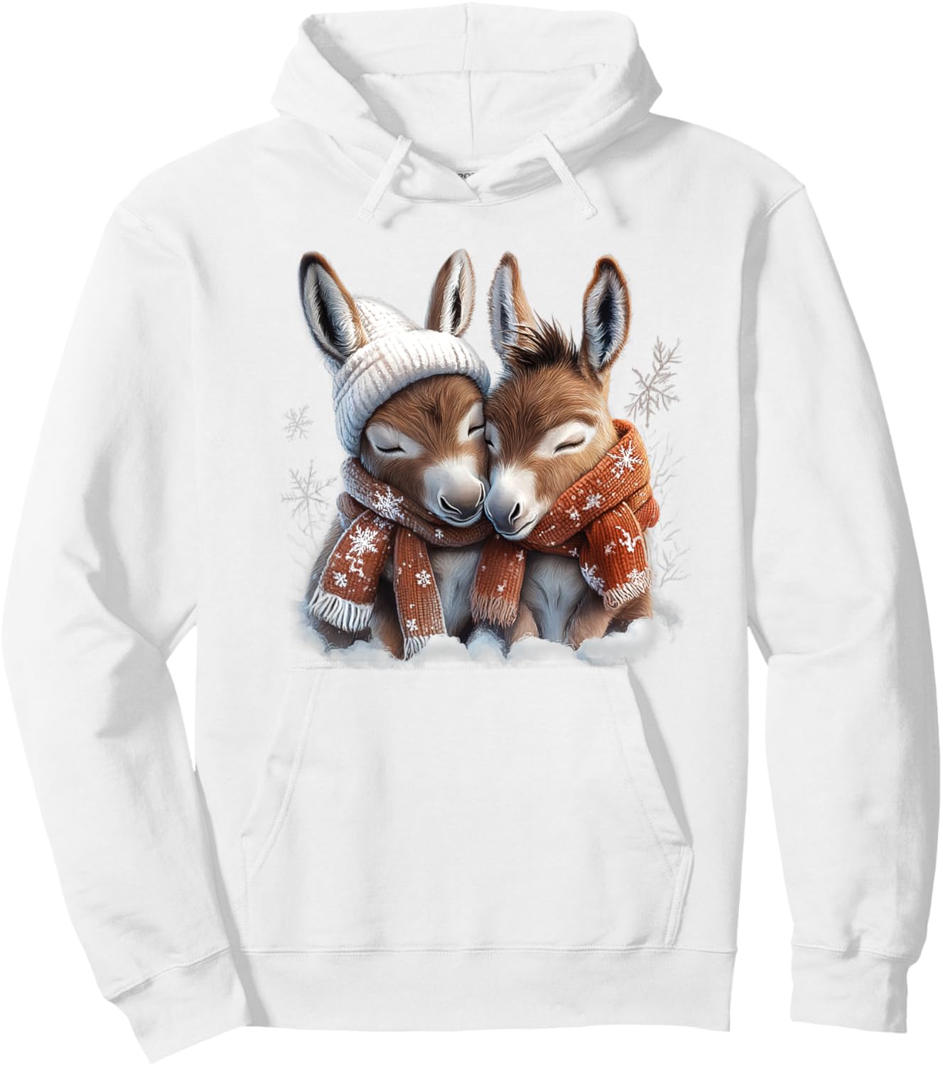 Adorable Baby Donkeys Wearing Scarves, Exuding Cuteness Hoodie - Hoodie | White