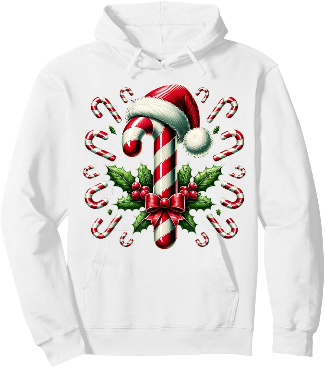 Christmas Candy Cane Crew Lights Red and White Candy Costume Hoodie - Hoodie | White